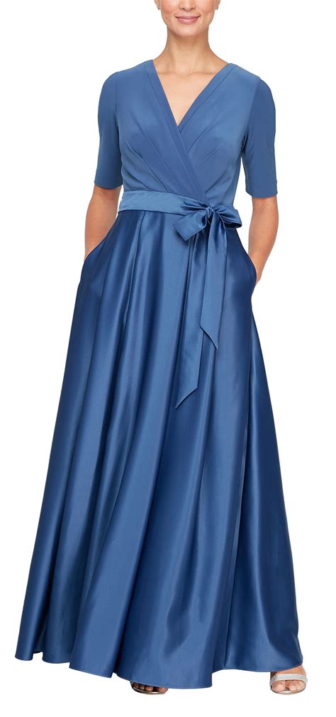 Alex Evenings Women's Ballgown Formal Event Dress with Pockets and Tie