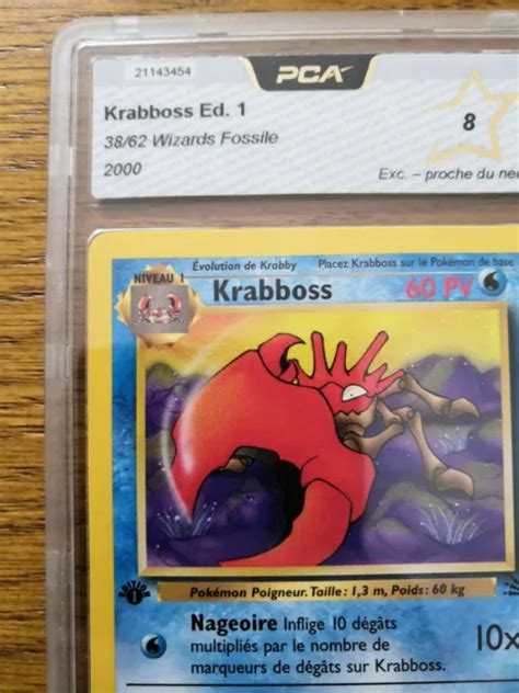 CARTE POKÉMON KRABBOSS 1ère Edition Wizards Fossile 38 62 PCA 8 NM