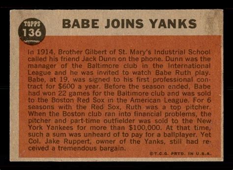 1962 Topps Babe Joins Yanks 136 EX EBay
