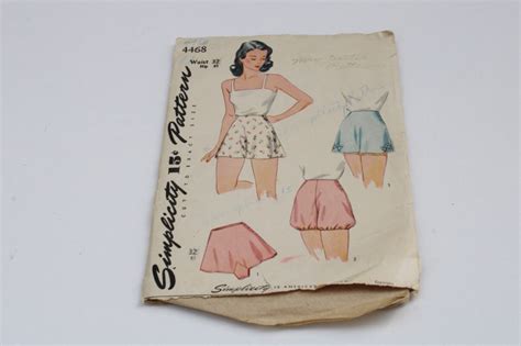 S Vintage Simplicity Sewing Pattern For Lingerie Tap Pants Panties Or Bloomers