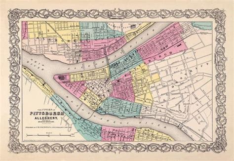 Antique Pittsburgh City Map Print 16 X 23 By Ancientshades 3000