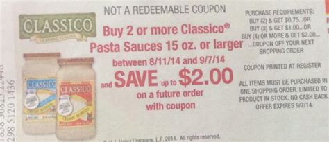 Update New Classico Pasta Sauce Coupon Catalina Deal Kroger Krazy