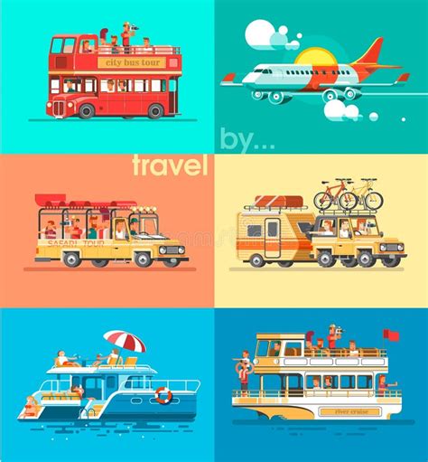 Ways of Traveling. Trip To World by Different Vehicles. Travel by Car ...