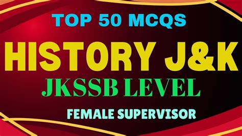 History MCQS J K Female Supervisor Jkssb History Of J K YouTube