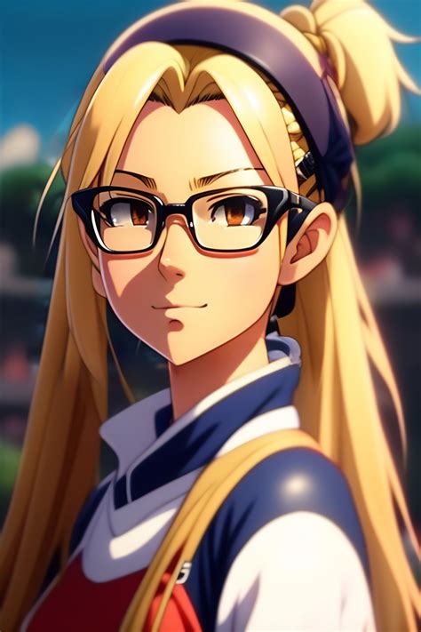Lexica Girl Blonde Ponytail Forehead Without Bangs Glasses Anime Style Ghibli By Toei