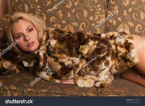 Pretty Blonde Lying Nude Fur Coat Stock Photo Shutterstock
