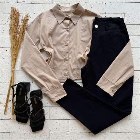 Camisa Cropped Tricoline Es Perolados Nude Dondoca Moda Feminina