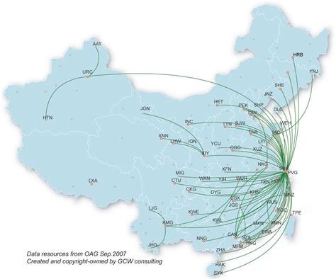 Shanghai Airlines Route Map Domestic Routes