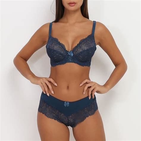 Ensemble lingerie bleu à balconnet et dentelle Bleu Cdiscount Prêt à Porter