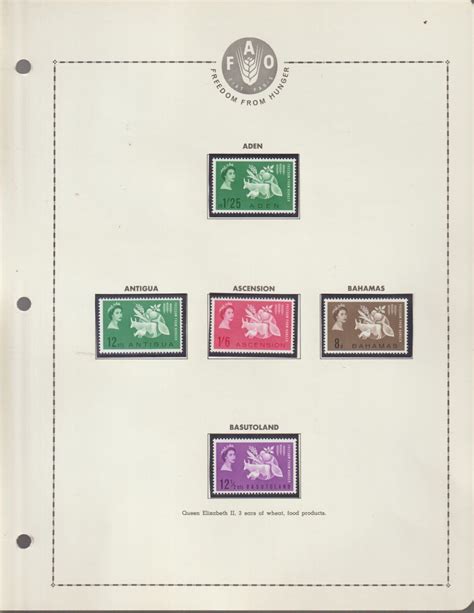 freedom  hunger fao stamp collection album   album pages