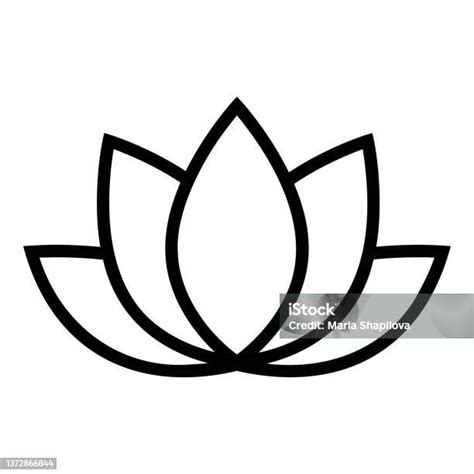 Ikon Vektor Garis Lotus Simbol Kerangka Ilustrasi Stok Unduh Gambar