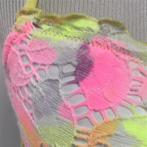 Victorias Secret Neon Lace Halter Bikini Top B Gem