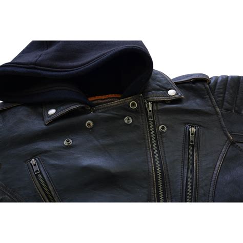 BSM2117 Women S Lightweight Drum Dyed Distressed Naked Lambskin M C Jac Blue Star