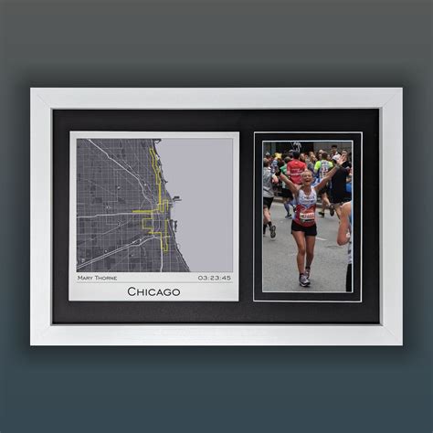 Chicago - Marathon Run Route Map Print - Framed - Marathon Gifts