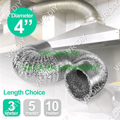 Jual pipa selang exhaust fleksible 4" aluminium cerobong asap flexible