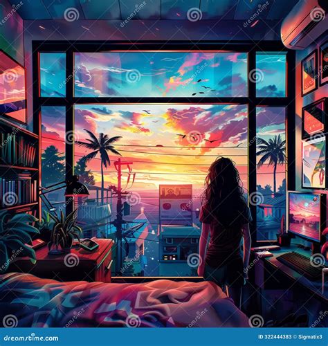 Lo Fi Music Style Album Cover Illustration In Retro Style Stock