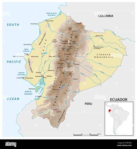 Mapa vectorial del país andino sudamericano de Ecuador Fotografía de