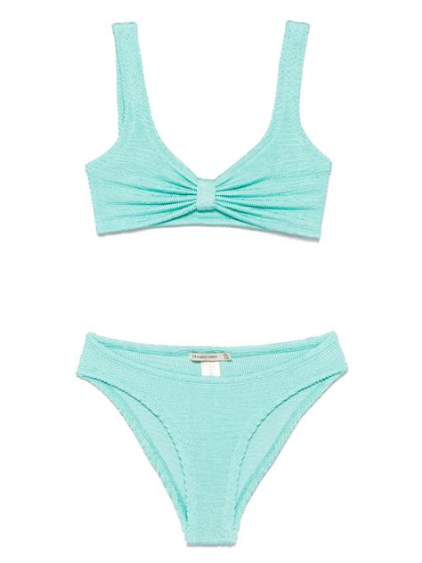 Paramidonna Seersucker Bikini Blue Farfetch Uk