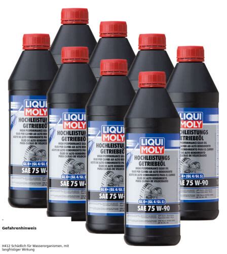 8x LIQUI MOLY 4434 Hochleistungs-Getriebeöl (GL4+) SAE 75W-90 FÜR AUDI ...
