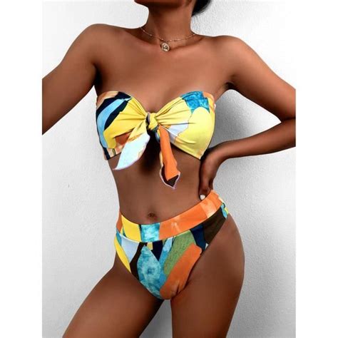 Maillot De Bain Femme Cool Cool Mode Imprimer Sexy Bikini Push Up Pad Maillots De Bain Beachwear