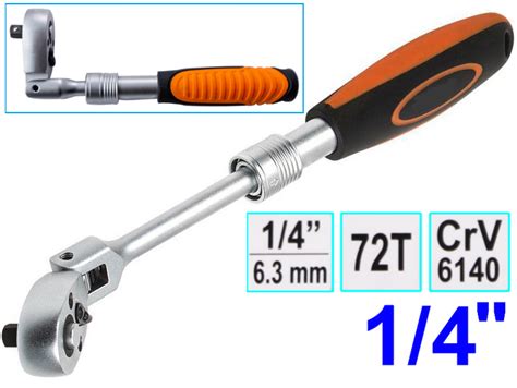 Ключ трещотка поворотный телескопический CrV 1/4″ купить в E-1