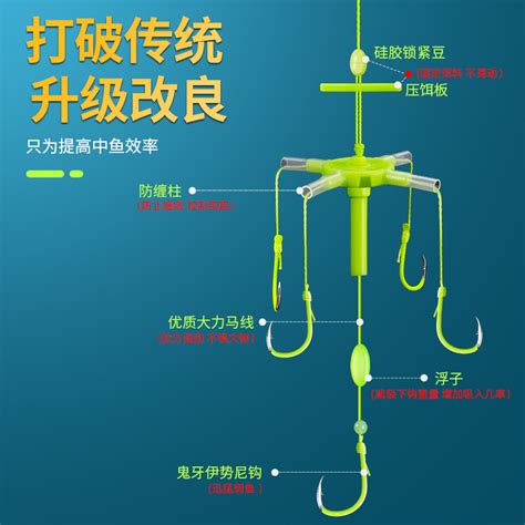 新型方块饵鱼钩抛竿浮钓鲢鳙专用翻板钩伊势尼爆钩炸钓组海杆配件虎窝淘