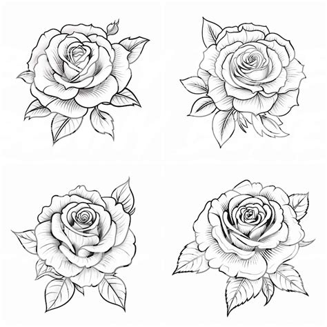 Rose Tattoo Stencil 4 Pack - Etsy