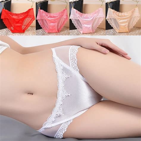 Womens Sexy Shiny Satin Lace Knickers Briefs Underwear Seamless Panties Lingerie Picclick Au