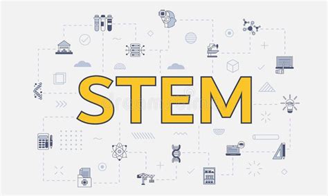 Stem Science Technology Engineering Math Concept With Icon Set Template