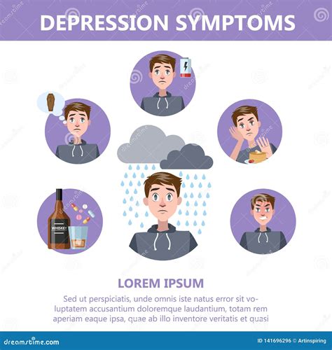 Depression Signs And Symptom. Infographic For People Vector