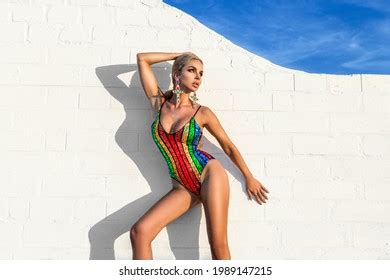 Elegant Sexy Woman Colorful Bikini On Stock Photo Shutterstock