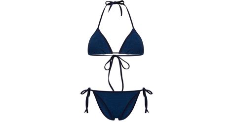 Hunza G Gina Shirred Bikini In Blue Lyst Uk