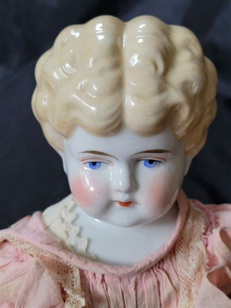 Large Antique China Doll Blonde Head Bust Cloth Body Heirloom Lowbrow German Doll Art