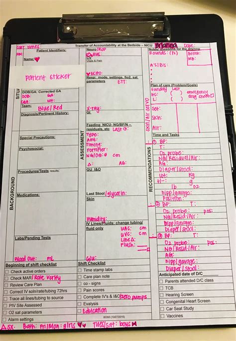 Nurse Brain Sheet Icu