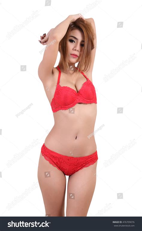 Стоковая фотография Young Sexy Woman Red Bikini White Shutterstock