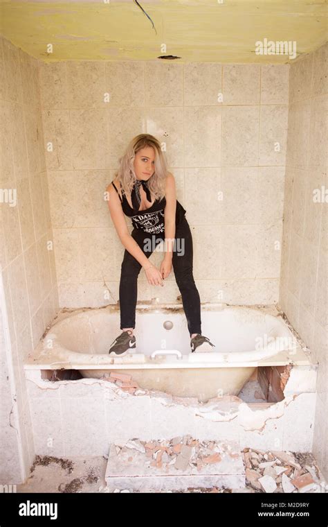 Beautiful Blonde Girl In An Abandoned House Stock Photo Alamy