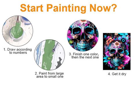 Amazon Igoodom Skull Paint By Numbers Kit For Adults Paint By