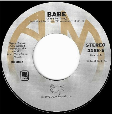 Styx Babe A M S Single Vinyl September