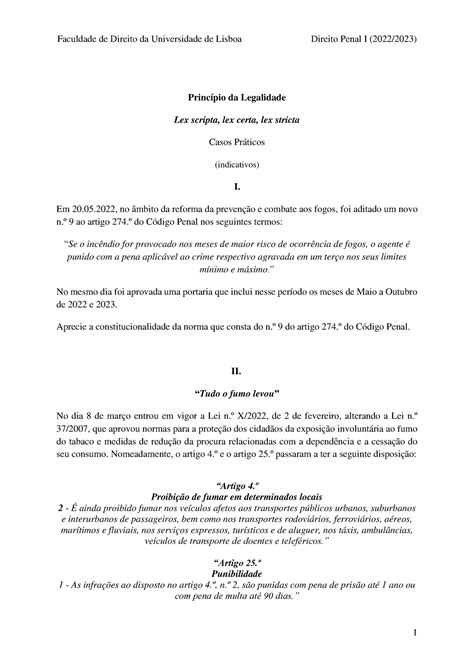 Princ Pio Da Legalidade Direito Penal I Casos Pr Ticos Faculdade De