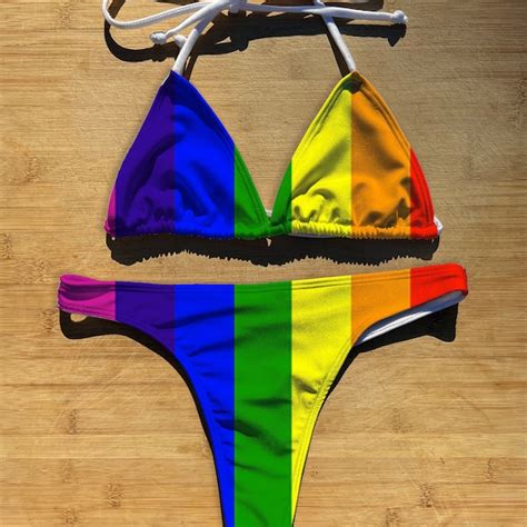 Rainbow Bikini Etsy