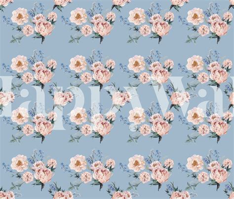 Vintage Floral ~ Blue wallpaper | Happywall