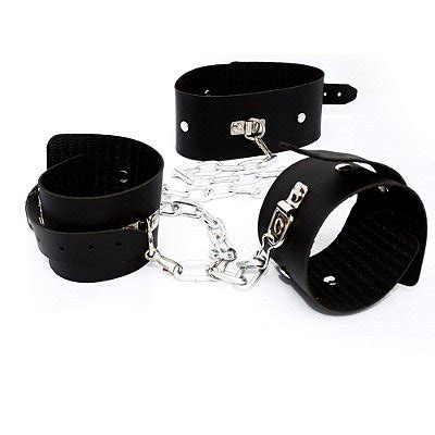Kit Coleira Restrição De Pulsos Dominatrixxx Sex Shop Loja Fetiches