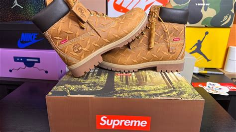 Unboxing The Supreme®timberland® Diamond Plate 6premium Waterproof Bootwheat Youtube