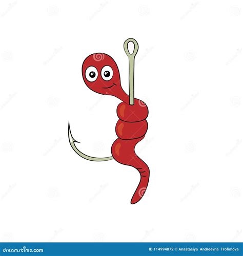 Worm on a hook stock vector. Illustration of worm, isolated - 114994872