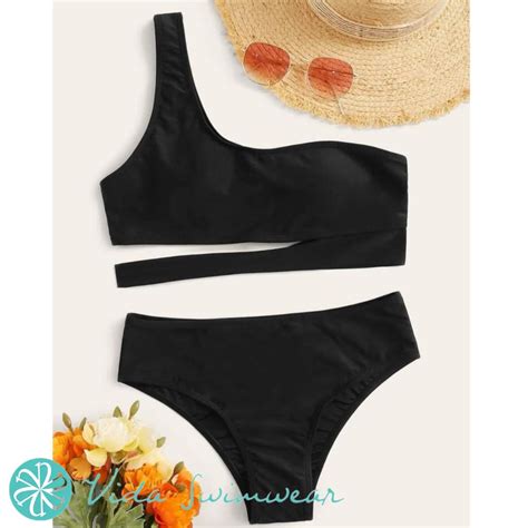 One Shoulder Bikini Cutout Two Piece Swimsuit Bathing Suit Beach Wear Shopee Philippines
