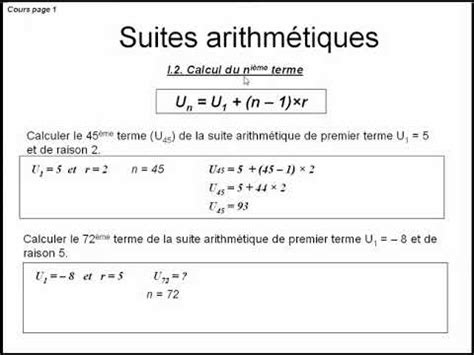 Suites arithmétiques I 2 Calcul du nième terme Bac Pro YouTube