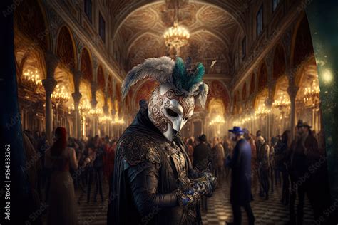 Man Wearing a mask and traditional costume at Venice Carnival masked ...