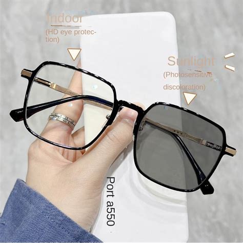 square photochromic anti radiation glasses women men anti blue light
