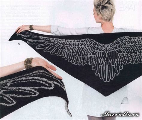 Вяжем спицами шаль КРЫЛЬЯ ПТИЦЫ