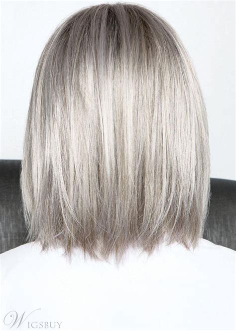 Women S Blonde Color Bob Style Straight Synthetic Hair Capless Wigs With Bangs Inch M Wigsbuy